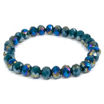 Green Blue Dark-Iridescent Beaded Bracelet