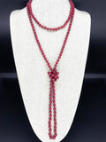 Red Maroon-Matte Beaded Necklace