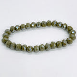 Green Olive-Iridescent Beaded Bracelet