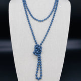 Blue Denim-Sparkle Beaded Necklace