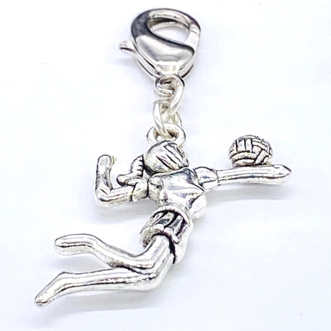 Girl Spiking Volleyball Clip-On Charm