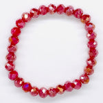 Red Raspberry-Iridescent Beaded Bracelet