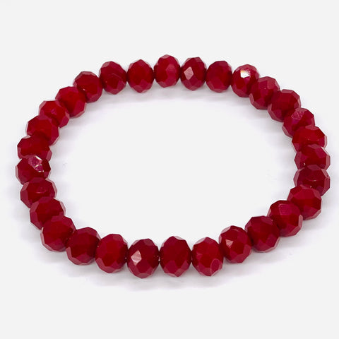 Red Crimson-Sparkle Beaded Bracelet