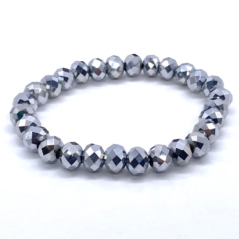 Silver-Metallic Beaded Bracelet