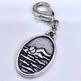 Swimmer Oval Clip-On Charm