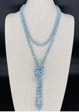 Blue Gray Light-Iridescent Beaded Necklace