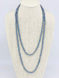 Blue Chambray-Matte Iridescent Beaded Necklace