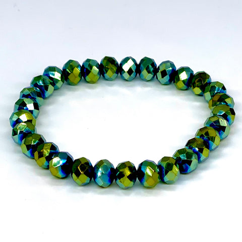 Green-Metallic Beaded Bracelet