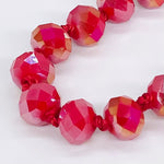 Red Raspberry-Iridescent Beaded Necklace