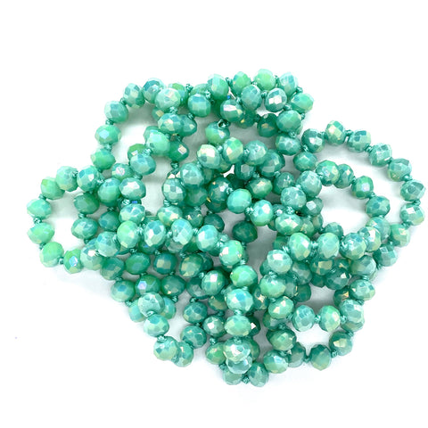 Turquoise Light Green-Iridescent Beaded Necklace