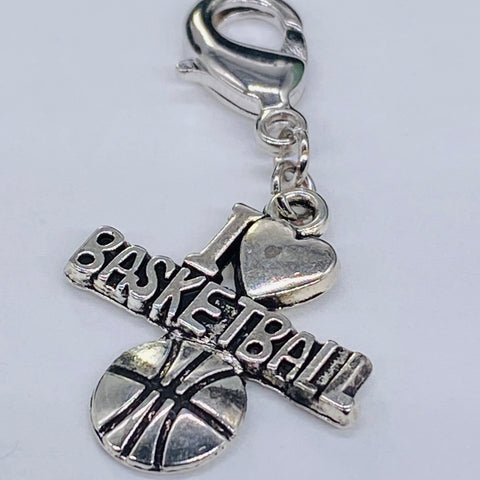 I Love Basketball Clip-On Charm