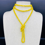 Yellow-Iridescent Beaded Necklace