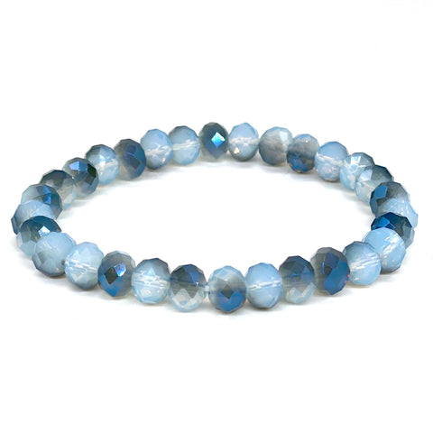 Blue Chambray Ombré-Sparkle Beaded Bracelet