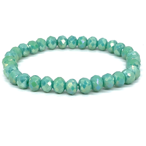 Turquoise Light Green-Iridescent Beaded Bracelet