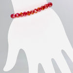 Red Raspberry-Iridescent Beaded Bracelet