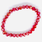 Red Raspberry-Iridescent Beaded Bracelet