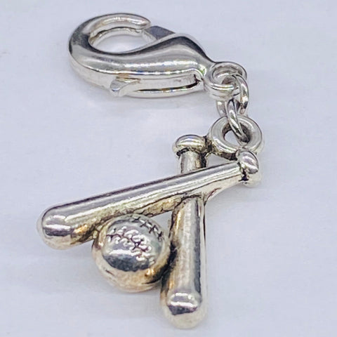 Crossed Bats with Ball Clip-On Charm