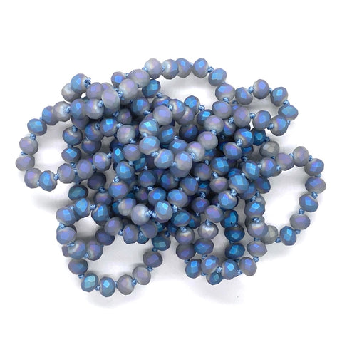 Blue Chambray-Matte Iridescent Beaded Necklace