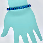 Blue-Metallic Beaded Bracelet