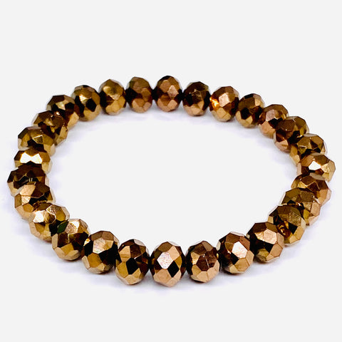 Bronze-Metallic Beaded Bracelet