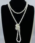 White Antique-Matte Beaded Necklace