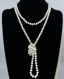 White Antique-Matte Beaded Necklace