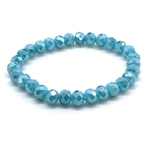 Blue Sky Dark-Iridescent Beaded Bracelet