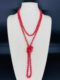 Red Raspberry-Iridescent Beaded Necklace