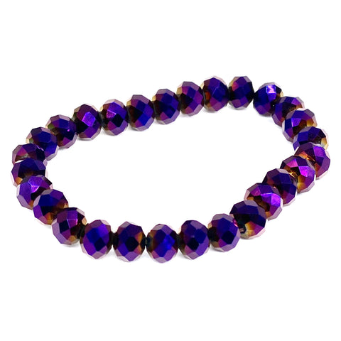 Purple Dark-Iridescent Beaded Bracelet