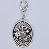 Filigree Cross Medallion Oval Clip-On Charm