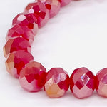 Red Raspberry-Iridescent Beaded Bracelet