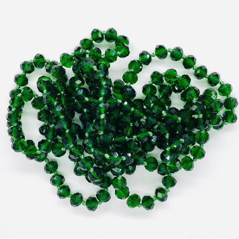 Green Dark-Transparent Sparkle Beaded Necklace