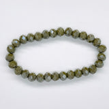 Green Olive-Iridescent Beaded Bracelet