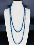 Blue-Metallic Beaded Necklace