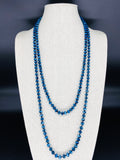 Blue-Metallic Beaded Necklace