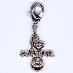 I Love Softball Clip-On Charm