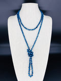 Blue-Metallic Beaded Necklace