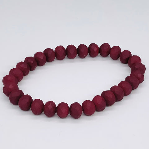 Red Maroon-Matte Beaded Bracelet