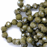 Green Olive-Iridescent Beaded Necklace