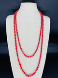 Red Raspberry-Iridescent Beaded Necklace