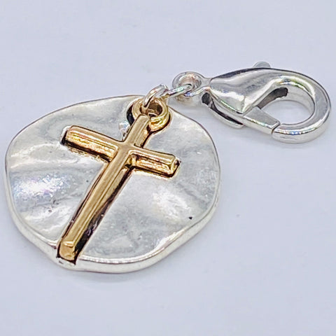 Two-Tone Cross Medallion Clip-On Charm