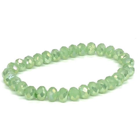 Green Jade Light-Iridescent Beaded Bracelet