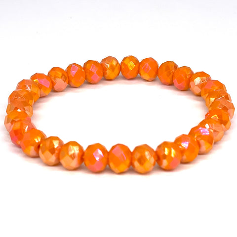 Orange-Iridescent Beaded Bracelet