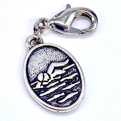 Swimmer Oval Clip-On Charm