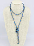 Blue Chambray-Matte Iridescent Beaded Necklace